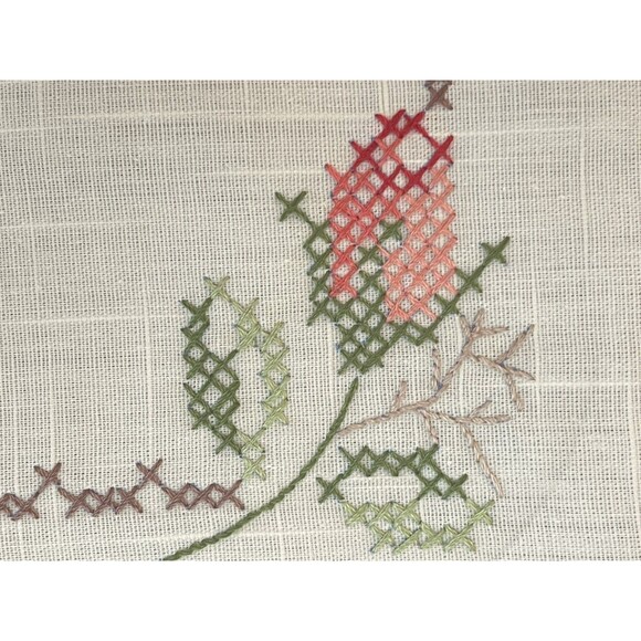 Cross-Stitch Doilies Placemats Set of 4 Floral Rose Buds Pale Yellow 19"x12" New - Picture 5 of 7